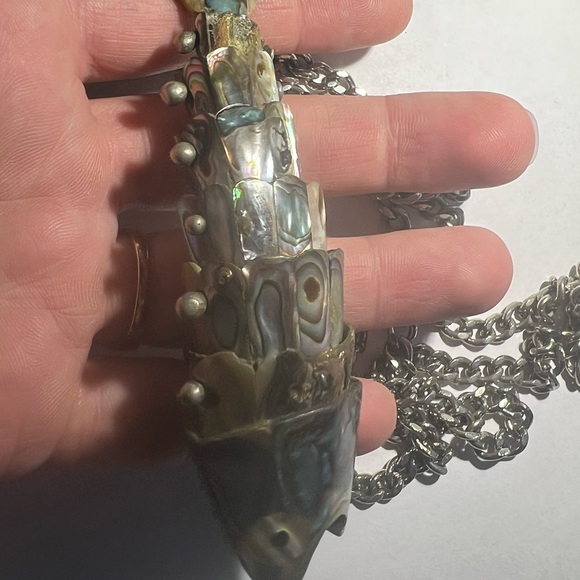 Vintage Abalone Articulated Fish Bottle Opener Mexican Silver - Picture 9 of 15